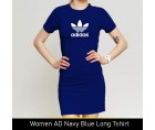Women AD Navy Blue Long T-shirt